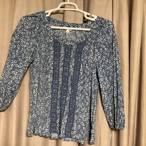 LC Lauren Conrad Blue Floral Blouse